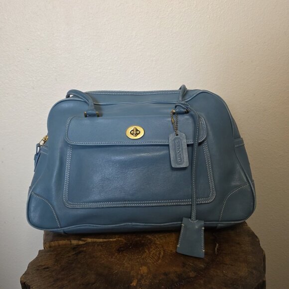 Coach Penelope 9766 Blue Leather Satchel Shoulder Bag Authenticated Turn Lock - Picture 16 of 16